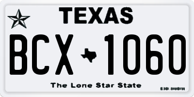 TX license plate BCX1060
