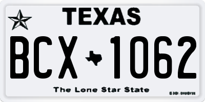 TX license plate BCX1062