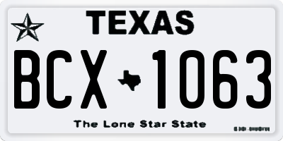 TX license plate BCX1063