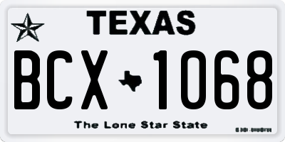TX license plate BCX1068