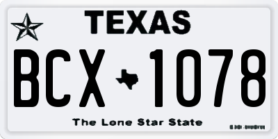 TX license plate BCX1078