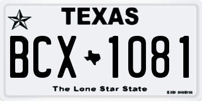 TX license plate BCX1081
