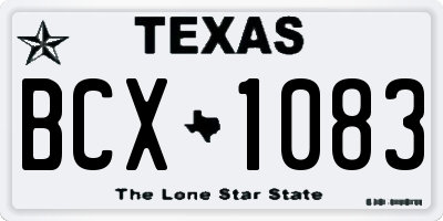 TX license plate BCX1083