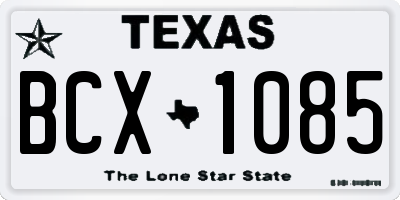 TX license plate BCX1085