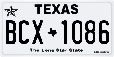 TX license plate BCX1086