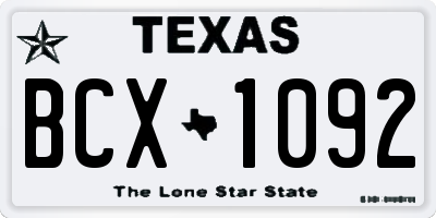 TX license plate BCX1092