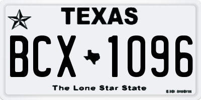 TX license plate BCX1096