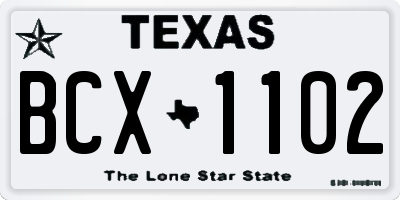 TX license plate BCX1102