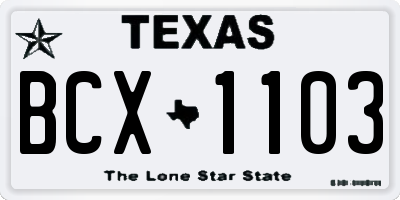 TX license plate BCX1103