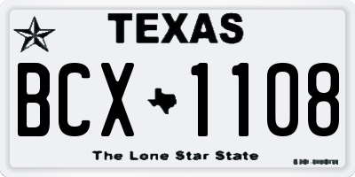 TX license plate BCX1108