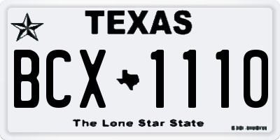 TX license plate BCX1110