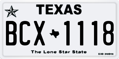TX license plate BCX1118