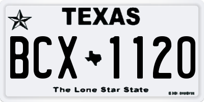 TX license plate BCX1120