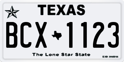 TX license plate BCX1123