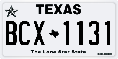 TX license plate BCX1131