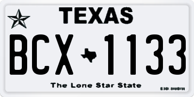 TX license plate BCX1133