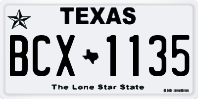TX license plate BCX1135