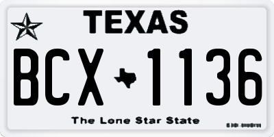 TX license plate BCX1136