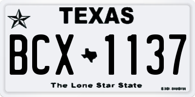 TX license plate BCX1137