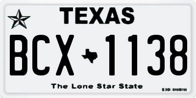 TX license plate BCX1138