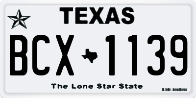 TX license plate BCX1139