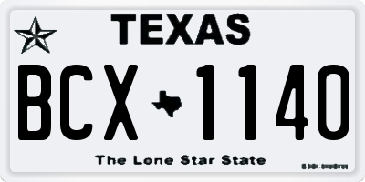 TX license plate BCX1140