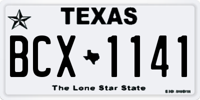 TX license plate BCX1141