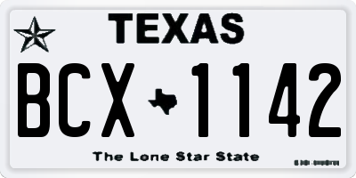 TX license plate BCX1142