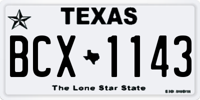 TX license plate BCX1143