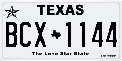 TX license plate BCX1144