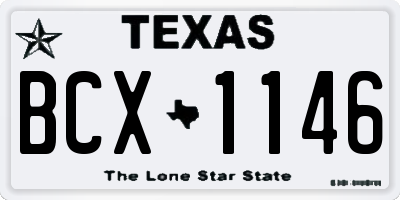 TX license plate BCX1146