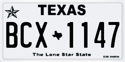 TX license plate BCX1147