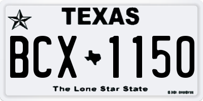 TX license plate BCX1150