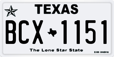 TX license plate BCX1151