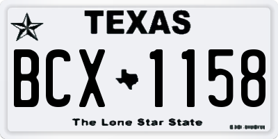 TX license plate BCX1158