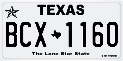 TX license plate BCX1160