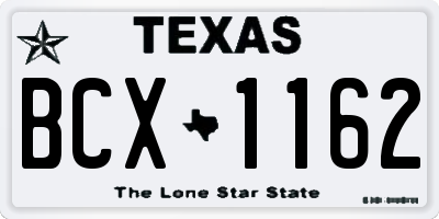 TX license plate BCX1162