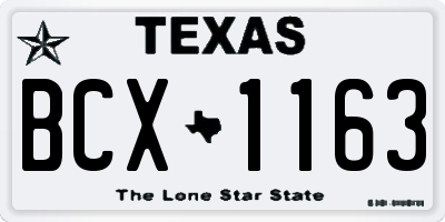 TX license plate BCX1163