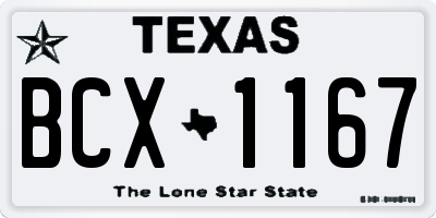 TX license plate BCX1167