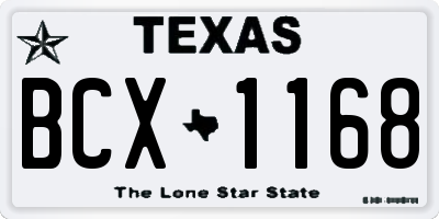 TX license plate BCX1168