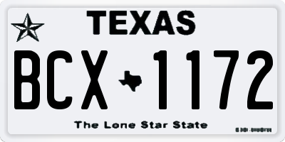 TX license plate BCX1172
