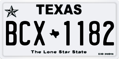 TX license plate BCX1182