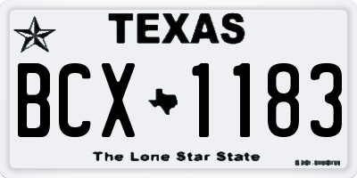 TX license plate BCX1183