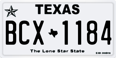 TX license plate BCX1184