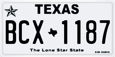TX license plate BCX1187