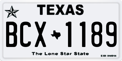 TX license plate BCX1189