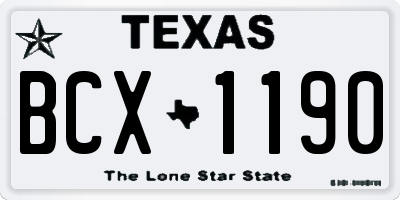 TX license plate BCX1190