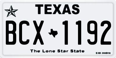 TX license plate BCX1192