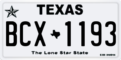 TX license plate BCX1193