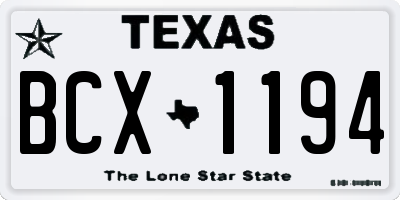 TX license plate BCX1194